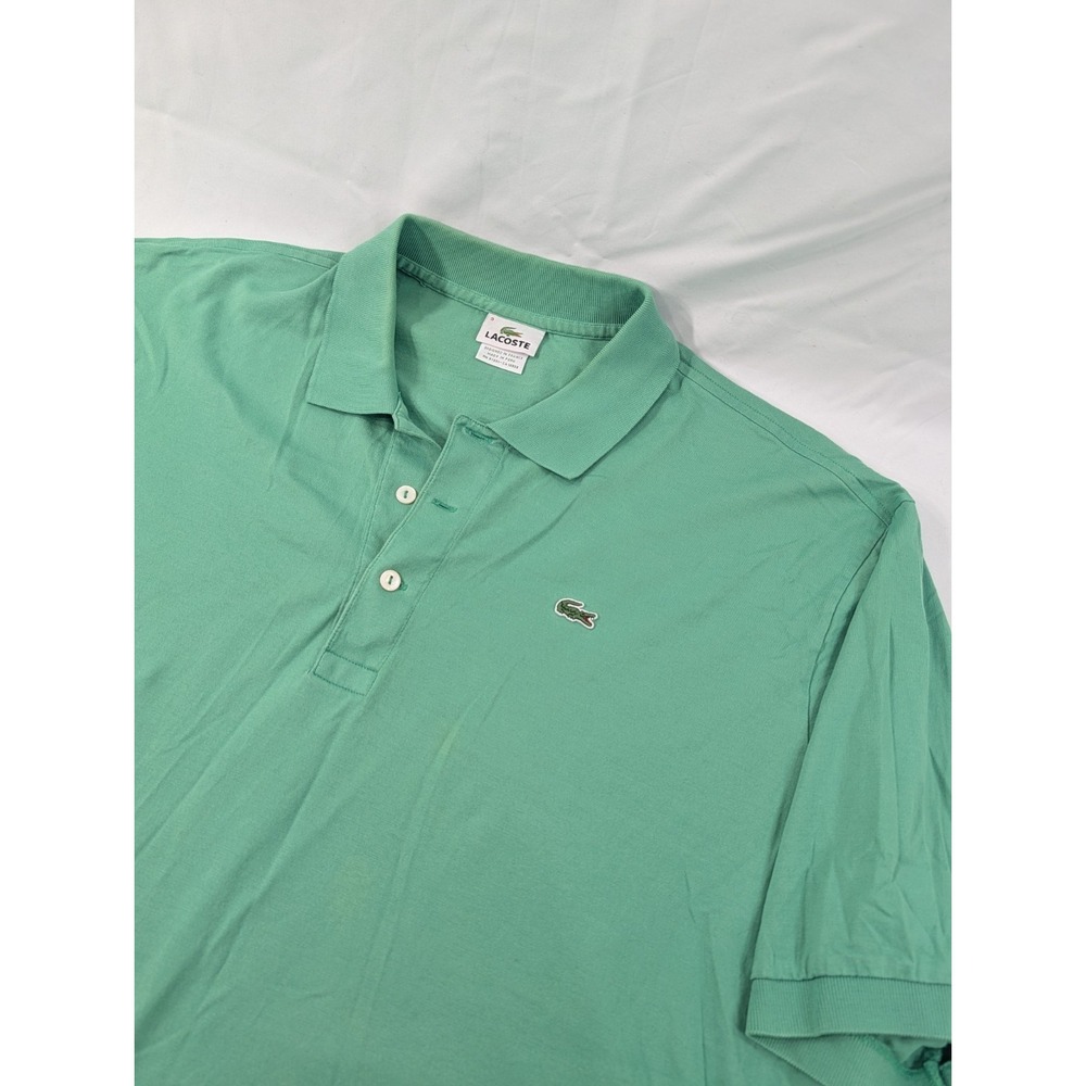 Lacoste Mens Vintage Green Pique Cotton Polo Shirt Made in France Size 9 3XL